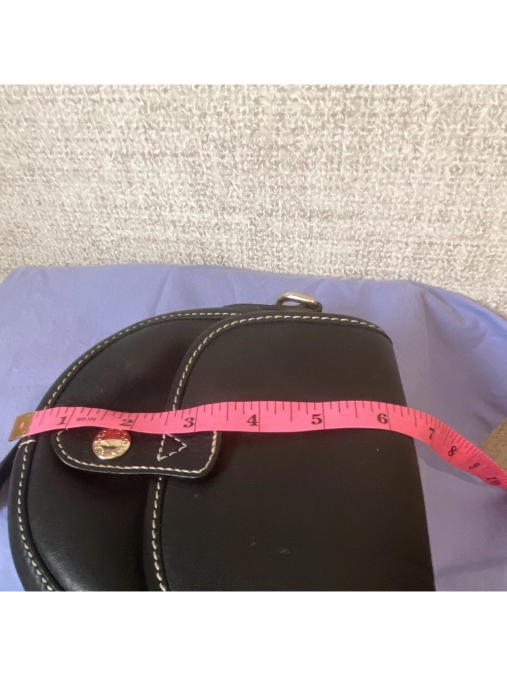 Dooney & Bourke Black Leather Mini Saddle Crossbody with Gold Hardware - Picture 13 of 15